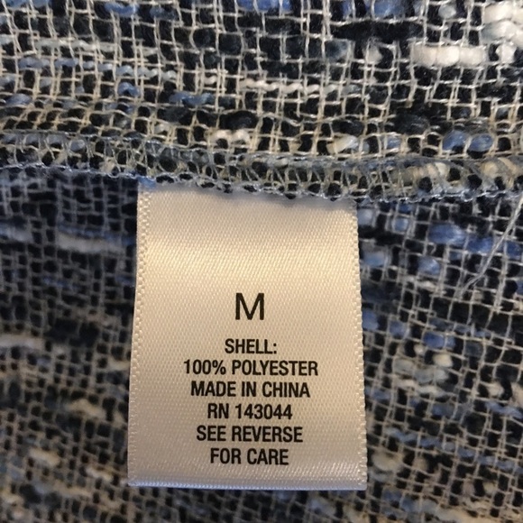 Roz & Ali Open Tweed Blazer in  lightweight Blue white Fringed  Size M - Picture 3 of 12